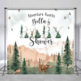 Lofaris Wild Forest Animals Custom Name Baby Shower Backdrop
